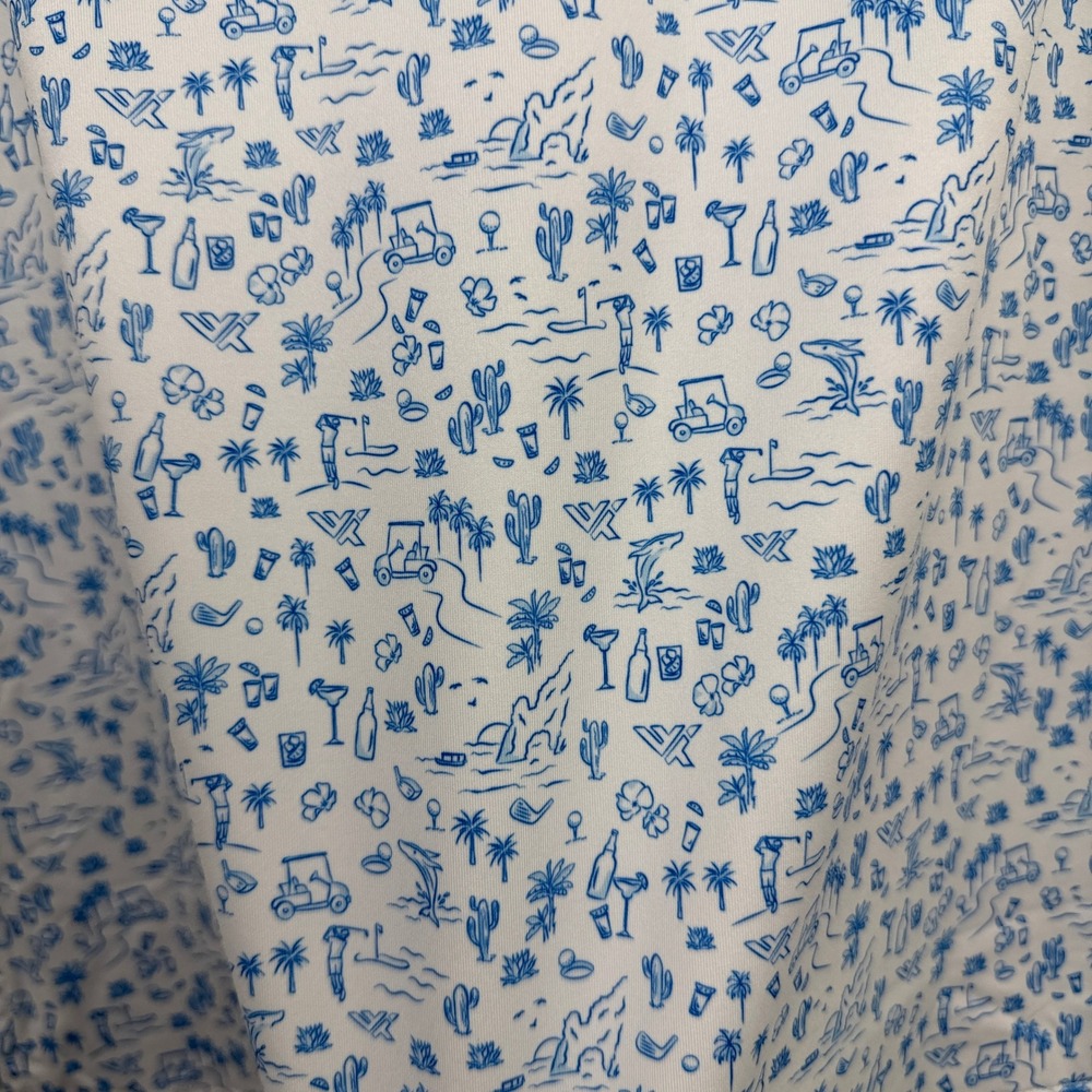 Peter Millar Polo Womens Medium White Blue Golf Championship Cacti Shirt NWT - Picture 11 of 12